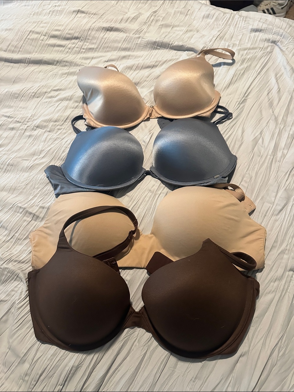 4-Pack Women’s Smooth T-Shirt Bras - 2 Nude, Gray, Brown